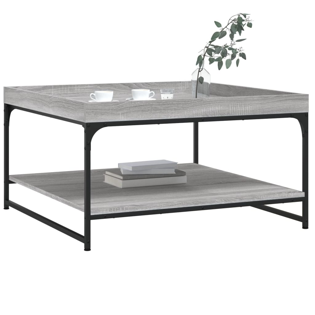 Salongbord Sofabord Sonoma Grå 80x80x45 cm og jern