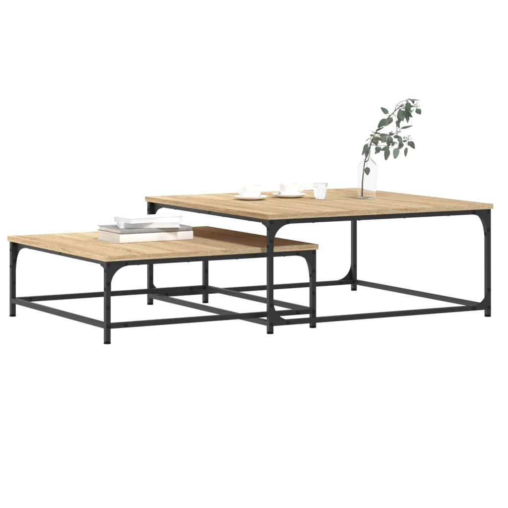 Stablebare salongbord 2 stk sonoma eik konstruert tre