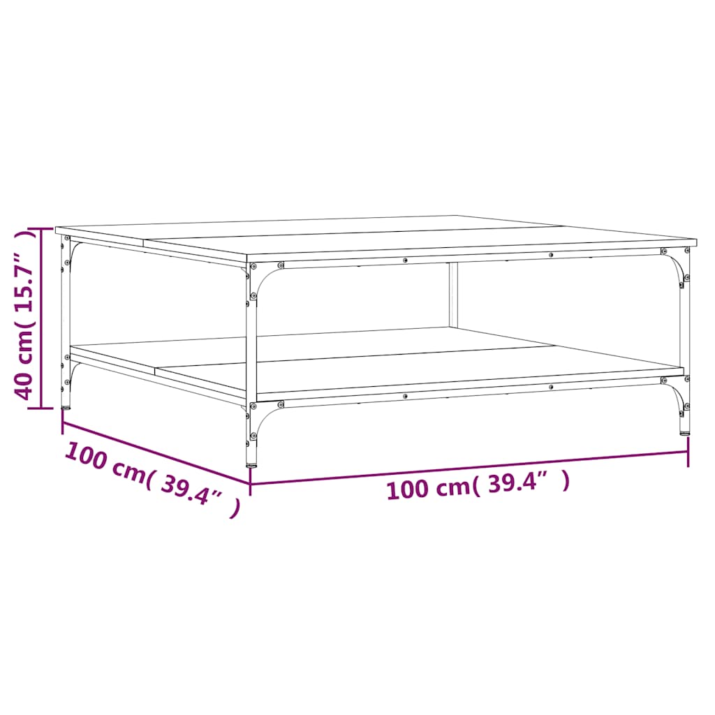 Salongbord Sofabord Brun Eik 100x100x40 cm