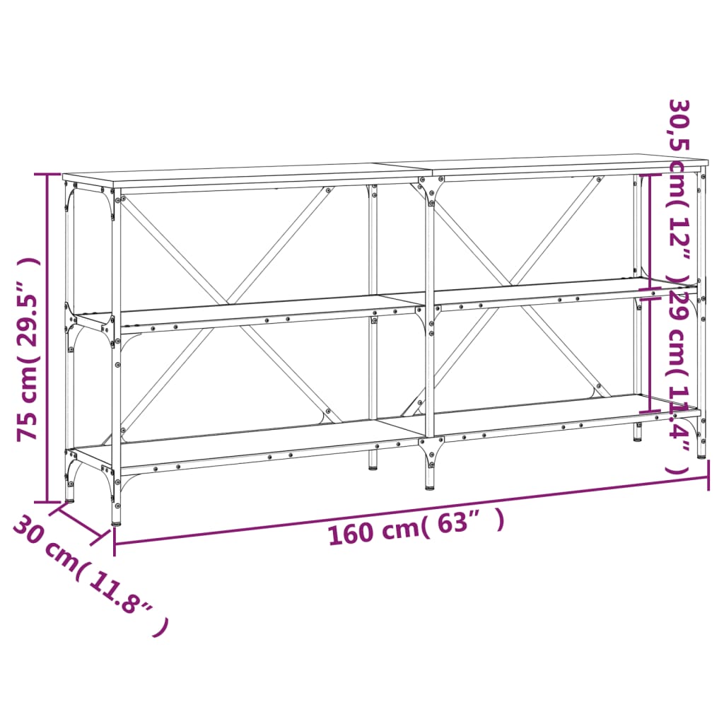 Avlastningsbord konsollbord Brun Eik 160x30x75 cm