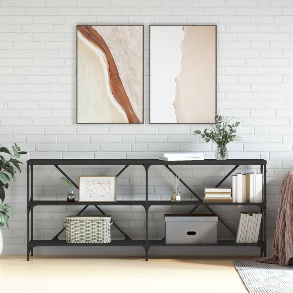Avlastningsbord Konsollbord Svart 180x30x75 cm og jern