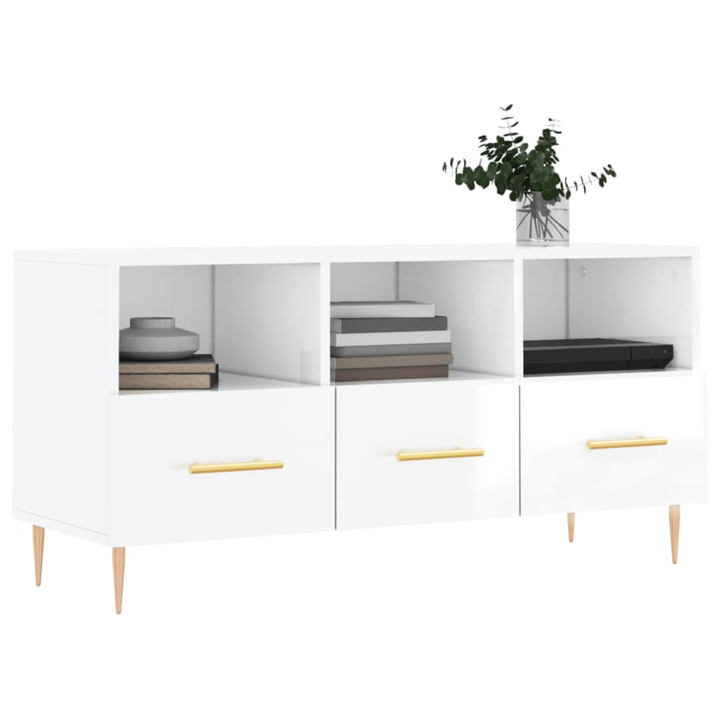 TV-Møbel Høyglans Hvit TV-benk 102x36x50 cm
