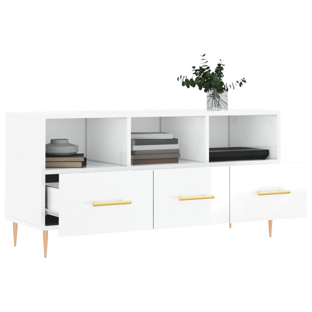 TV-Møbel Høyglans Hvit TV-benk 102x36x50 cm