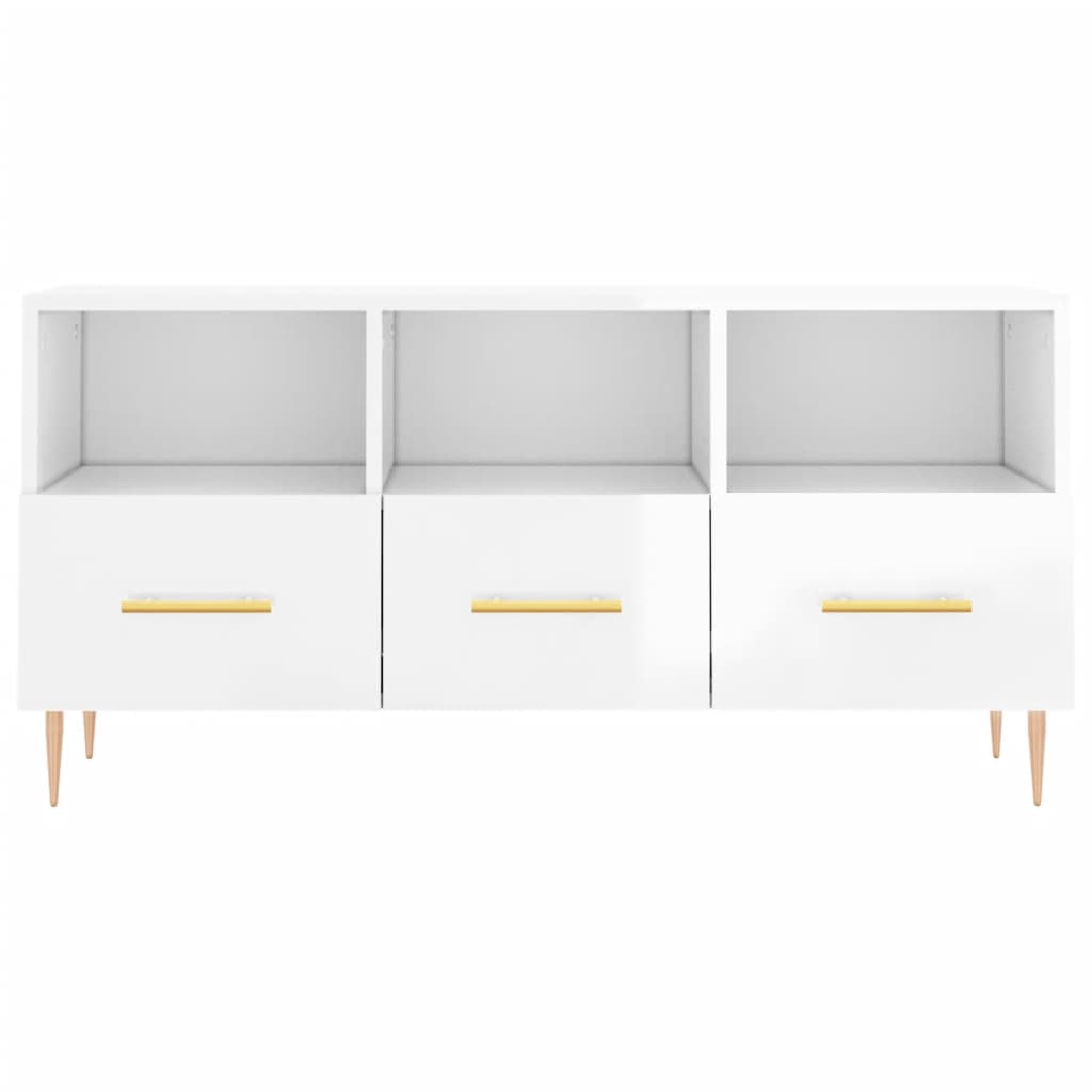 TV-Møbel Høyglans Hvit TV-benk 102x36x50 cm