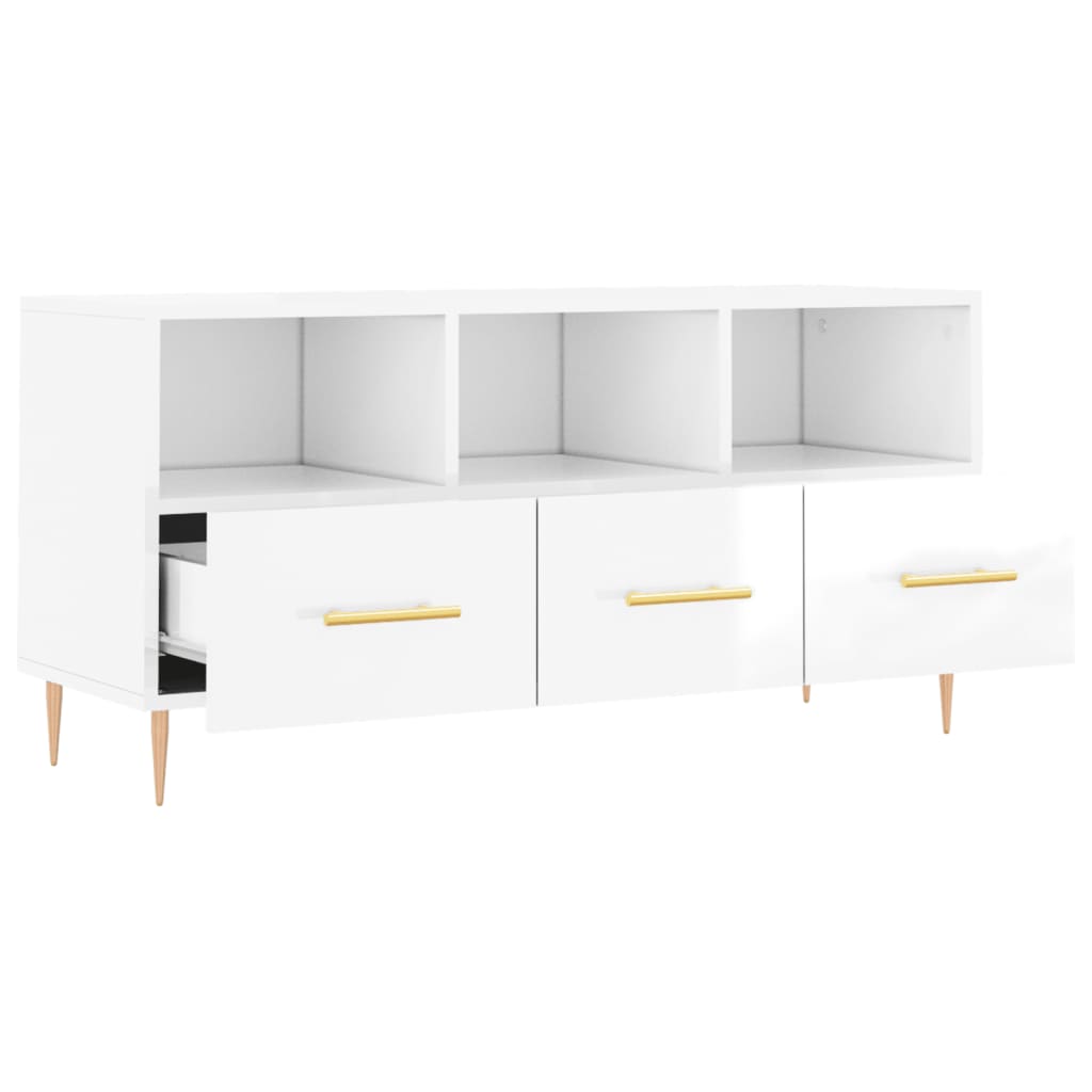 TV-Møbel Høyglans Hvit TV-benk 102x36x50 cm