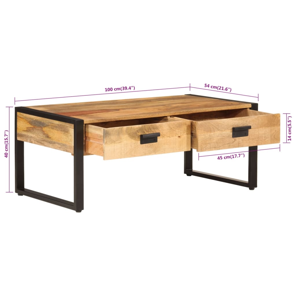 Salongbord Sofabord Tre Heltre Mango 100x54x40 cm