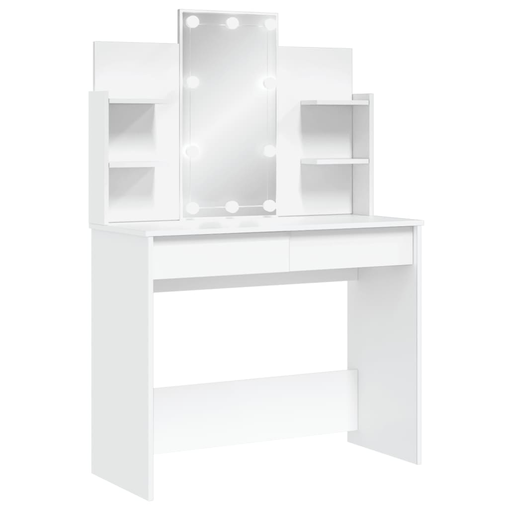 Sminkebord Hvit LED 96x40x142 cm