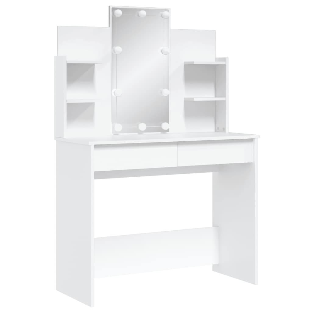 Sminkebord Hvit LED 96x40x142 cm