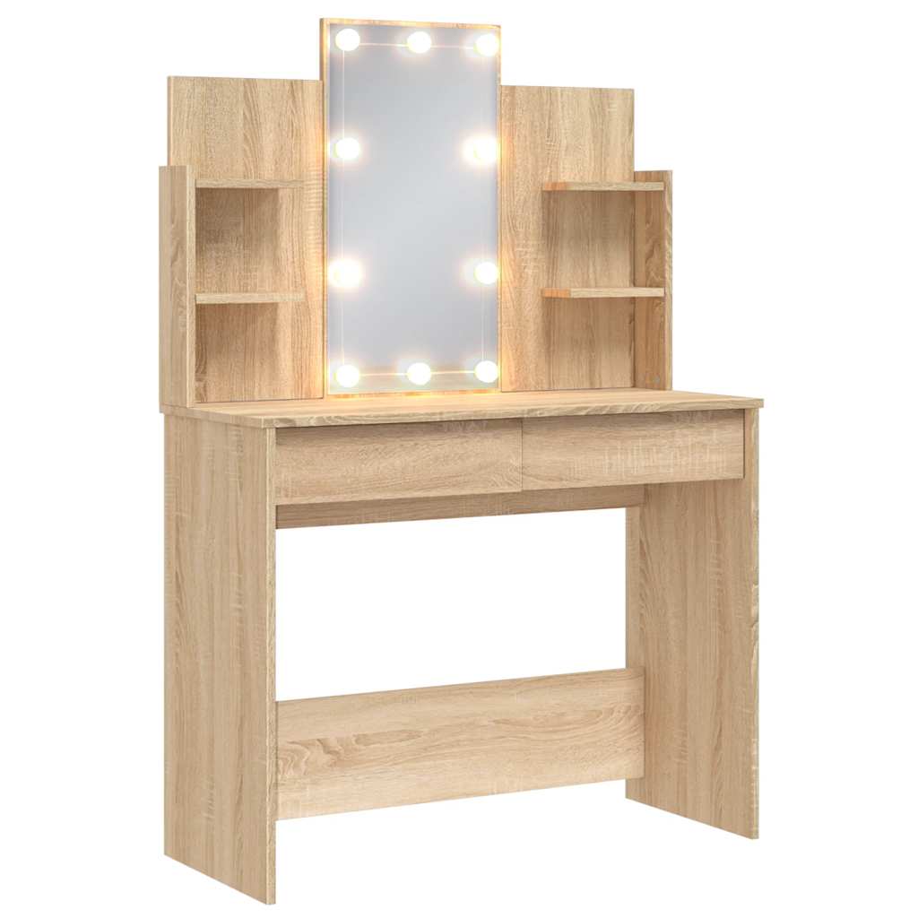 Sminkebord Sonoma Eik LED 96x40x142 cm