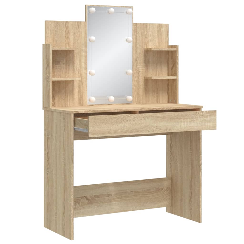 Sminkebord Sonoma Eik LED 96x40x142 cm
