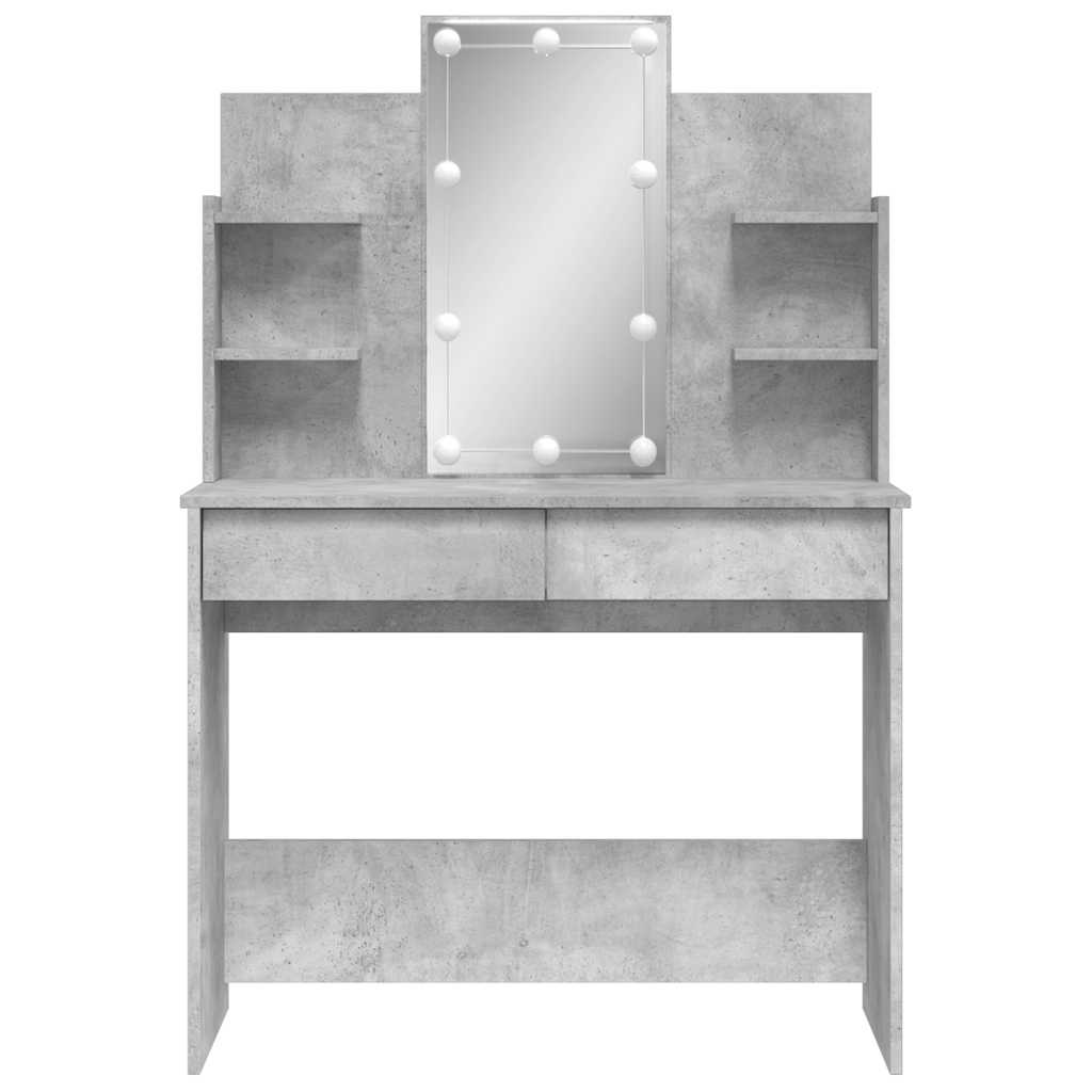 Sminkebord Betonggrå LED 96x40x142 cm