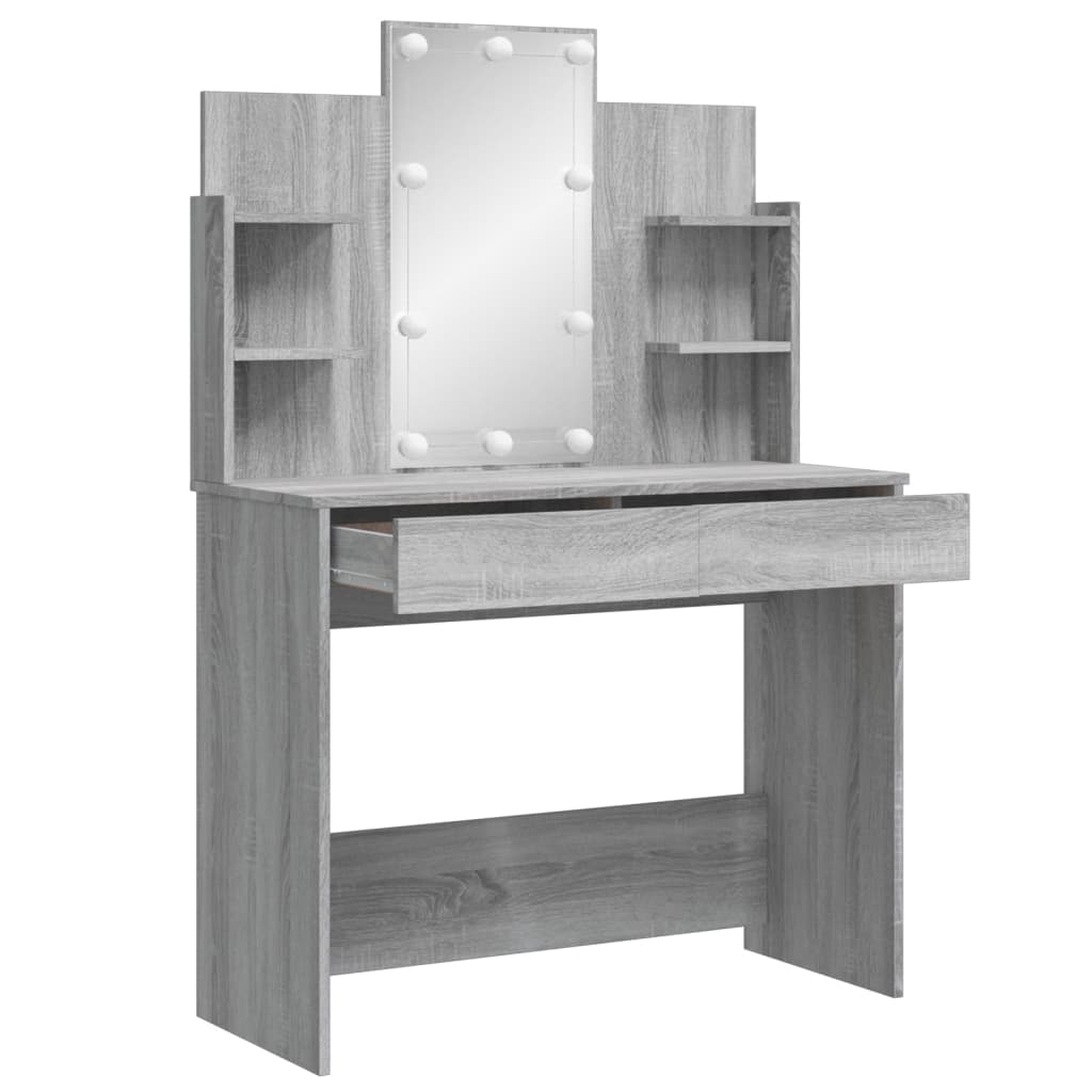 Sminkebord Sonoma Grå LED 96x40x142 cm