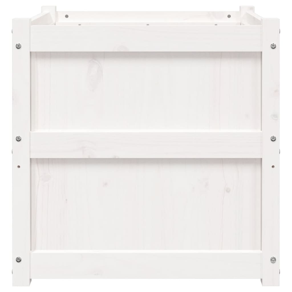 Utendørs Blomsterkasse Plantekasse Tre Hvit 60x60x60 cm heltre furu