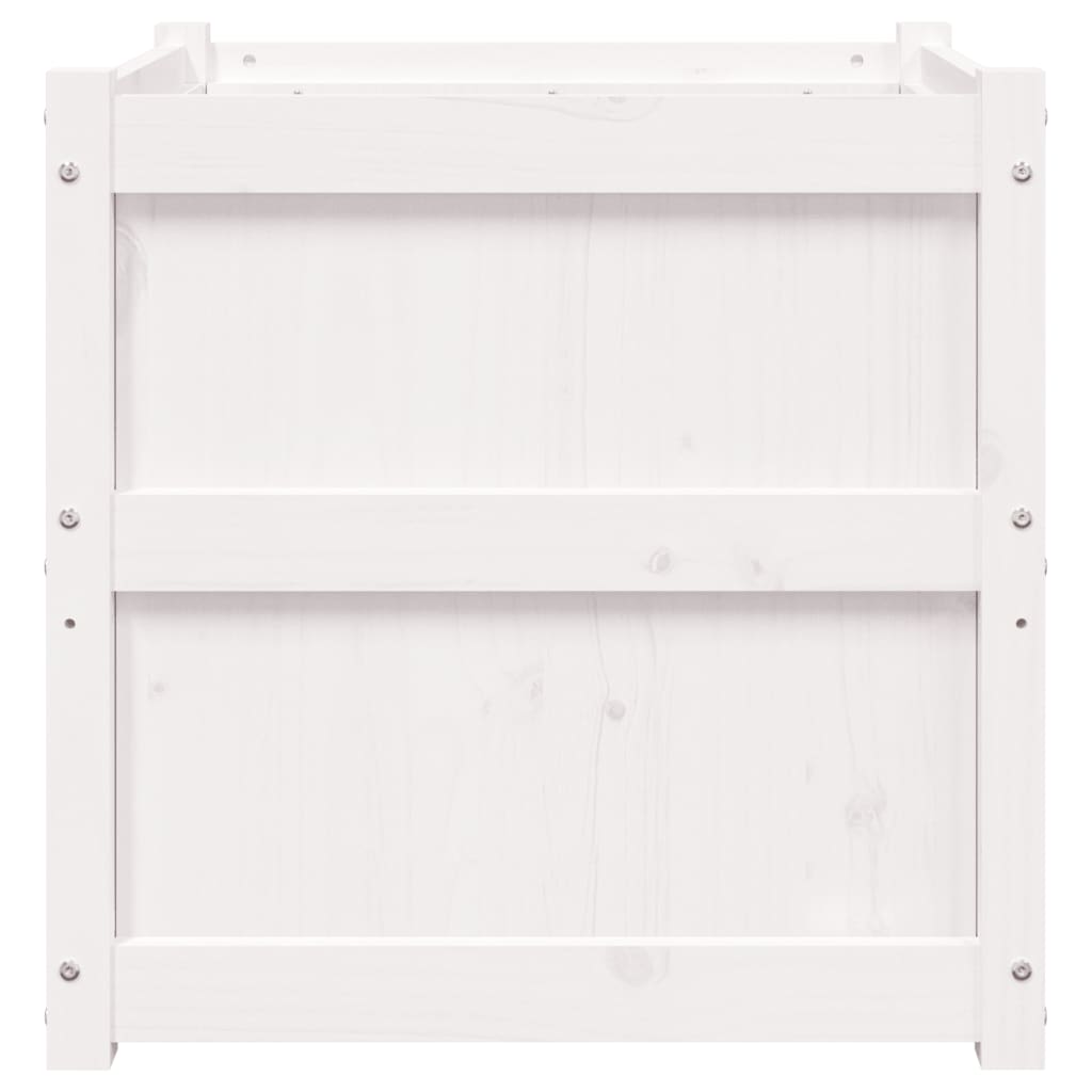 Utendørs Blomsterkasse Plantekasse Tre Hvit 60x60x60 cm heltre furu