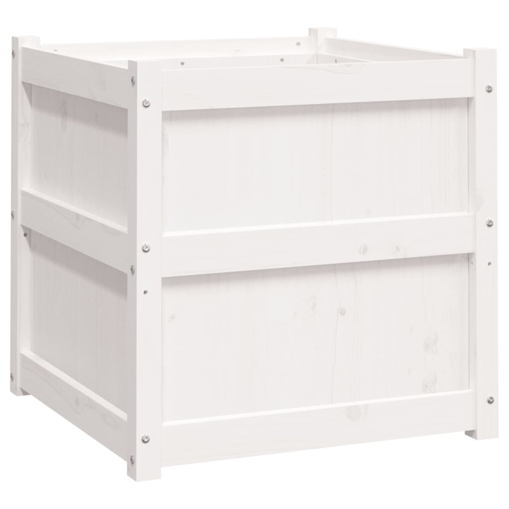 Utendørs Blomsterkasse Plantekasse Tre Hvit 60x60x60 cm heltre furu