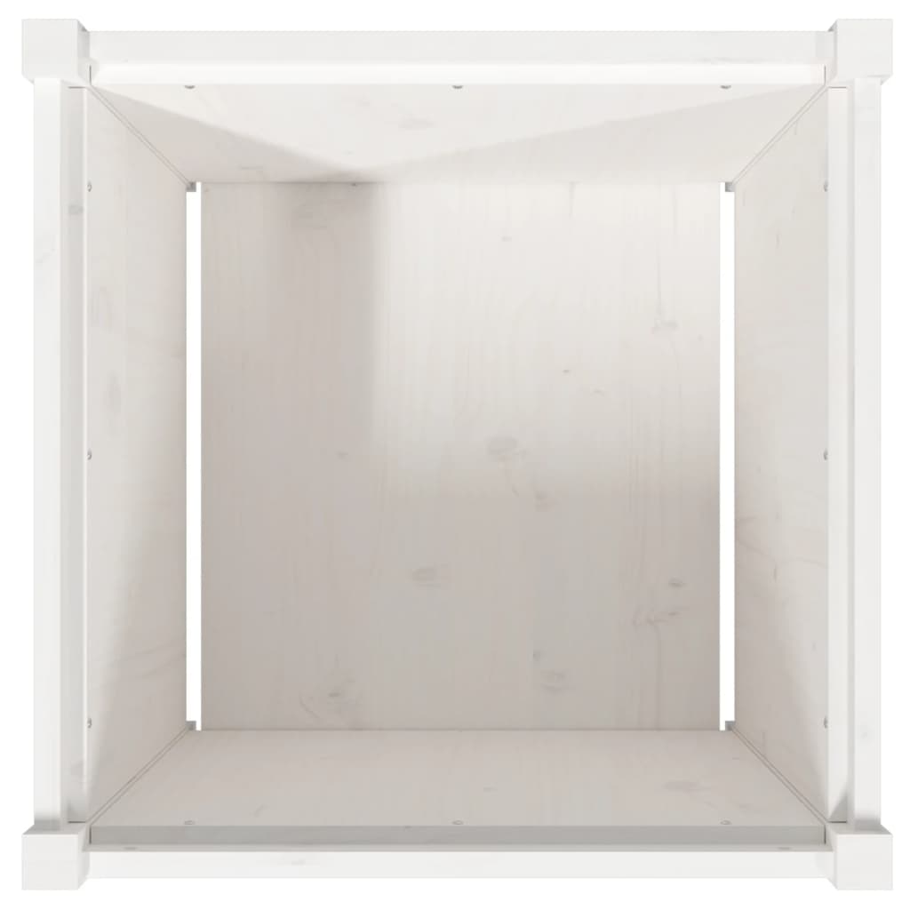 Utendørs Blomsterkasse Plantekasse Tre Hvit 60x60x60 cm heltre furu