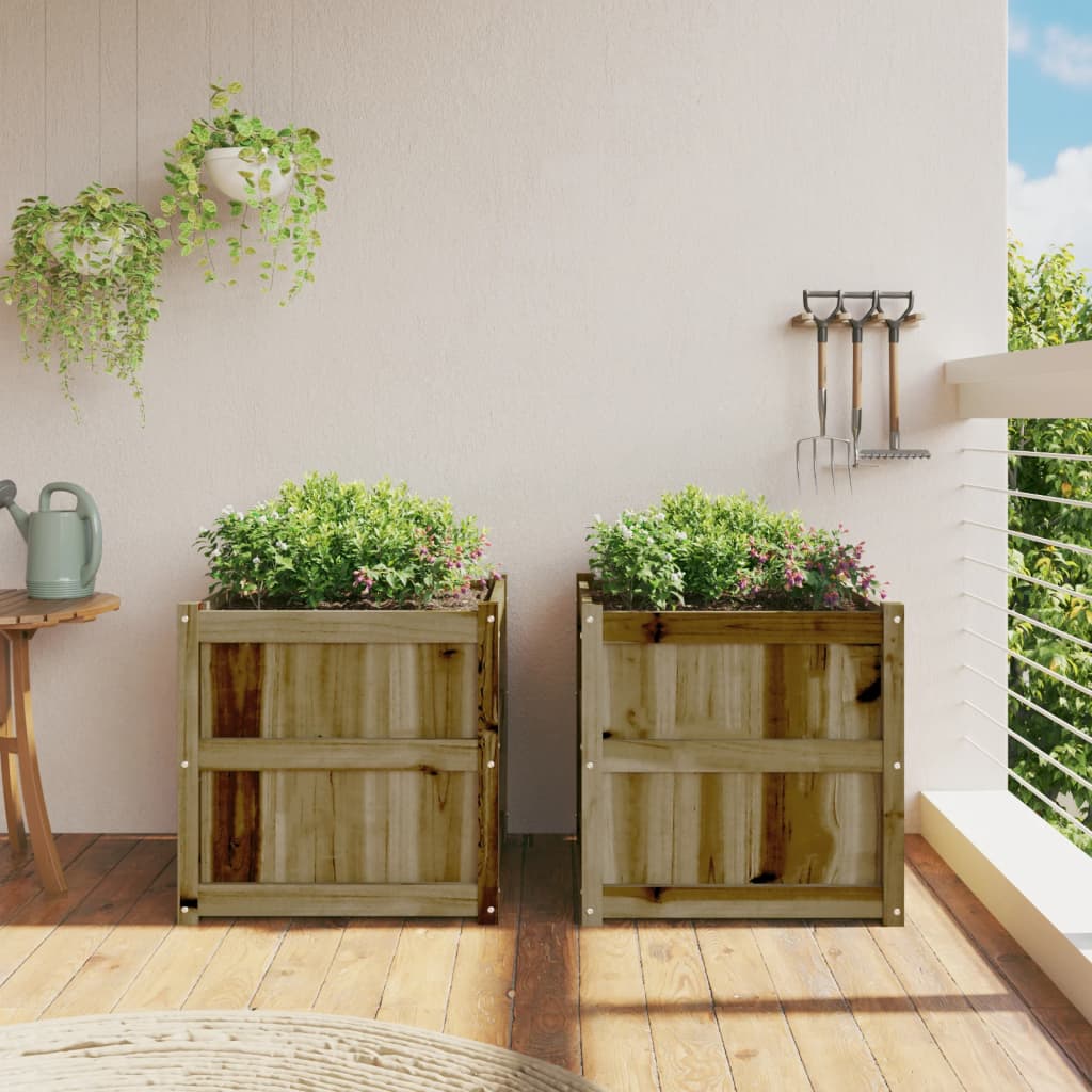 Utendørs Blomsterkasse Plantekasser Tre 2 stk impregnert furu