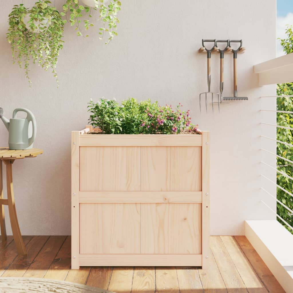 Utendørs Blomsterkasse Plantekasse Tre 70x70x70 cm heltre furu