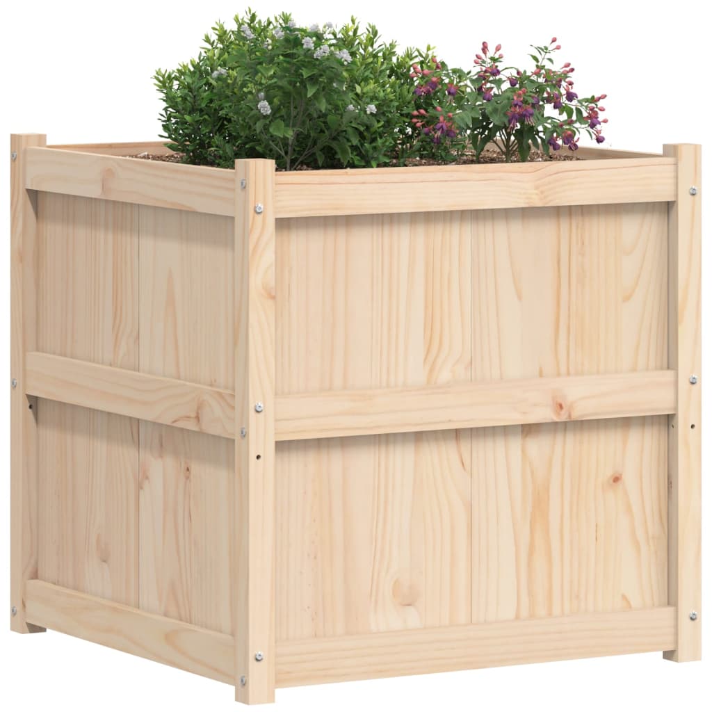 Utendørs Blomsterkasse Plantekasse Tre 70x70x70 cm heltre furu