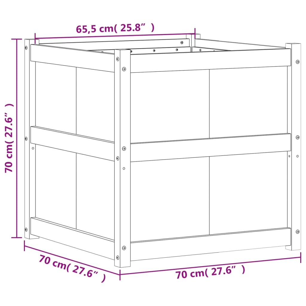 Utendørs Blomsterkasse Plantekasse Tre 70x70x70 cm heltre furu