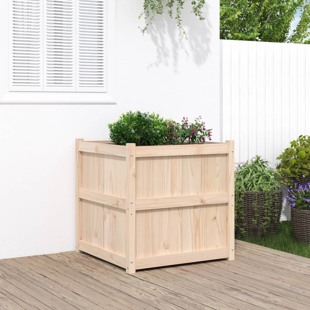 Utendørs Blomsterkasse Plantekasse Tre 70x70x70 cm heltre furu