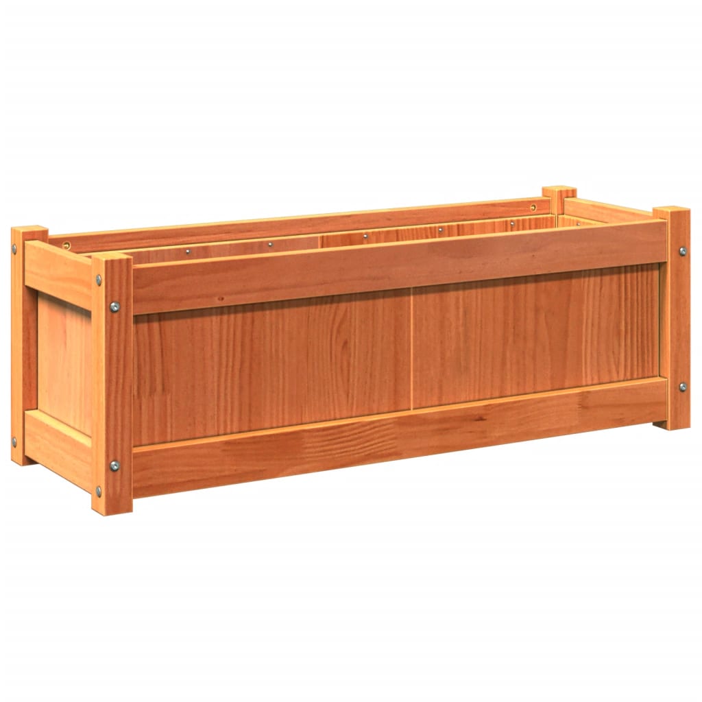 Utendørs Blomsterkasse Plantekasse Tre voksbrun 90x31x31 cm heltre furu