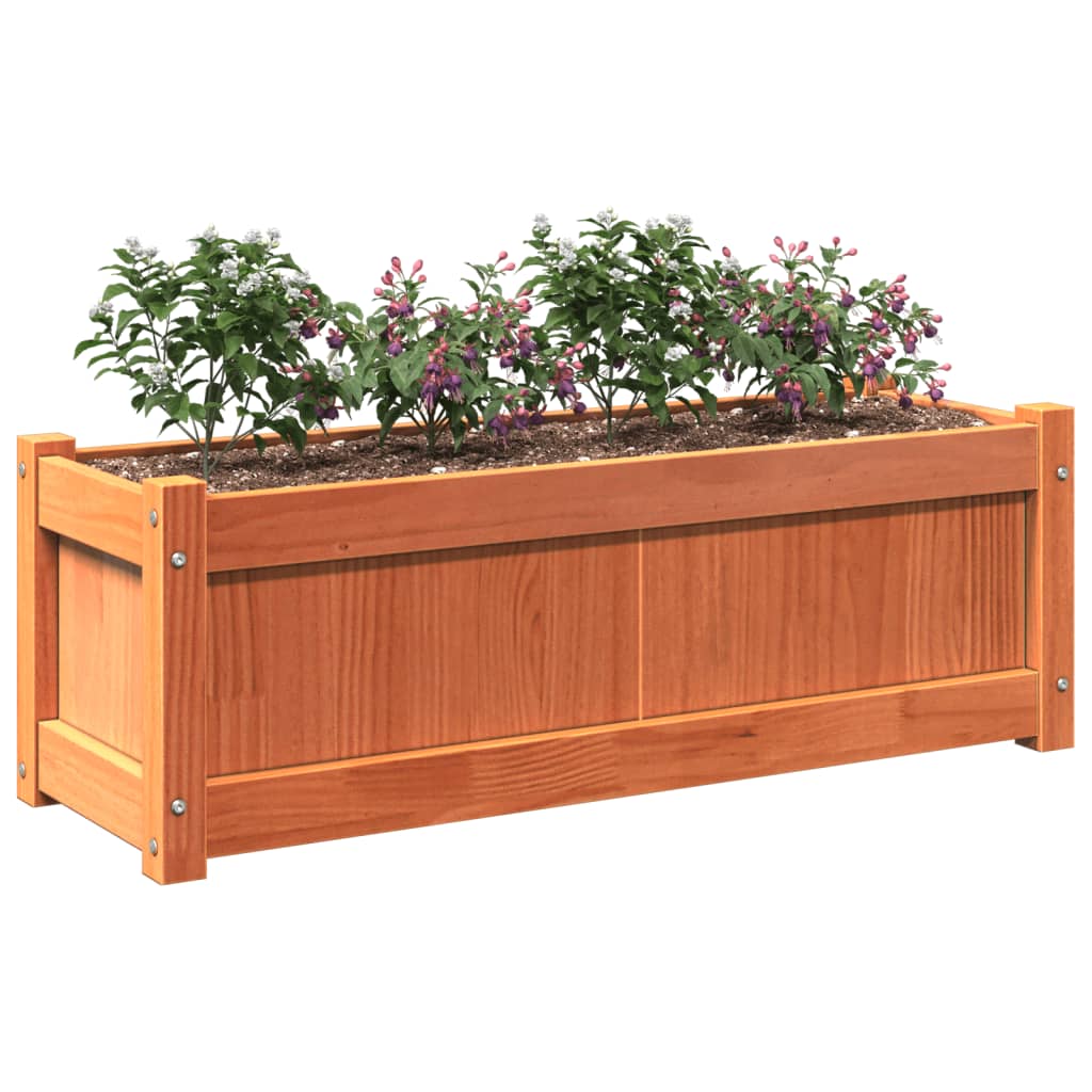 Utendørs Blomsterkasse Plantekasse Tre voksbrun 90x31x31 cm heltre furu