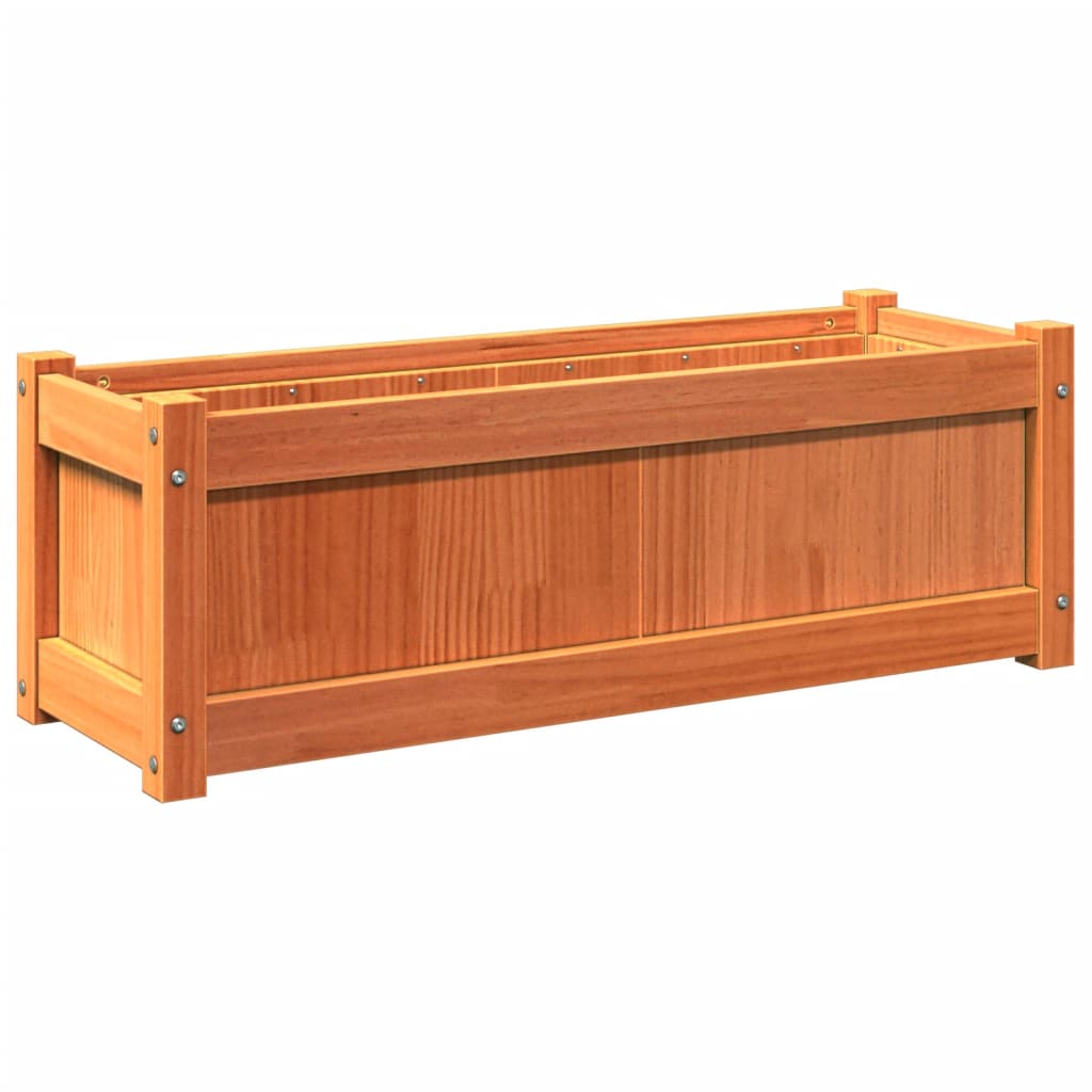 Utendørs Blomsterkasse Plantekasse Tre voksbrun 90x31x31 cm heltre furu