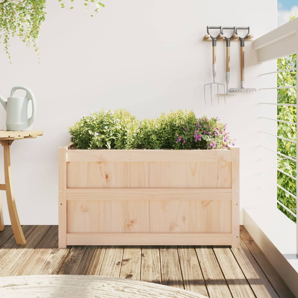 Utendørs Blomsterkasse Plantekasse Tre 90x50x50 cm heltre furu
