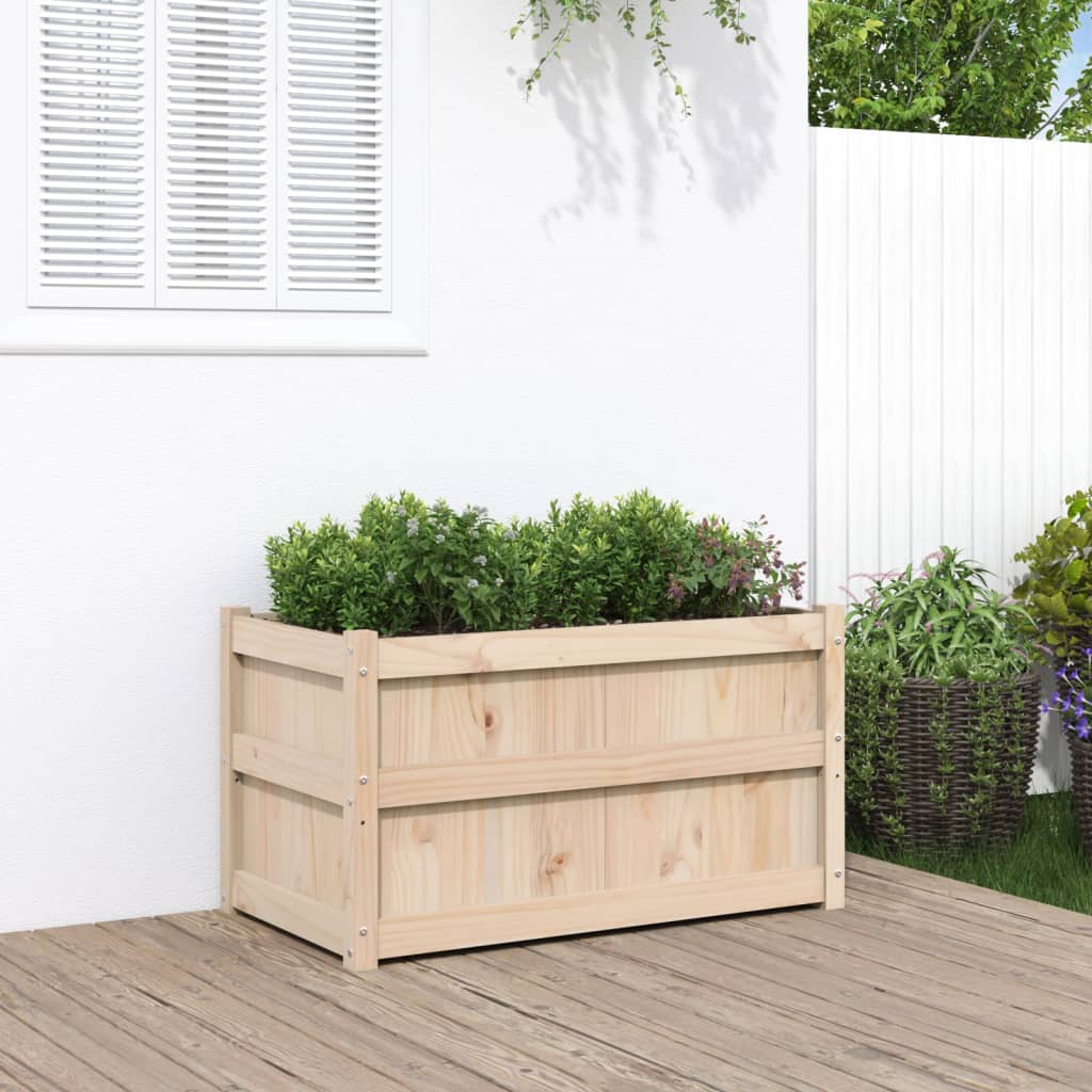 Utendørs Blomsterkasse Plantekasse Tre 90x50x50 cm heltre furu