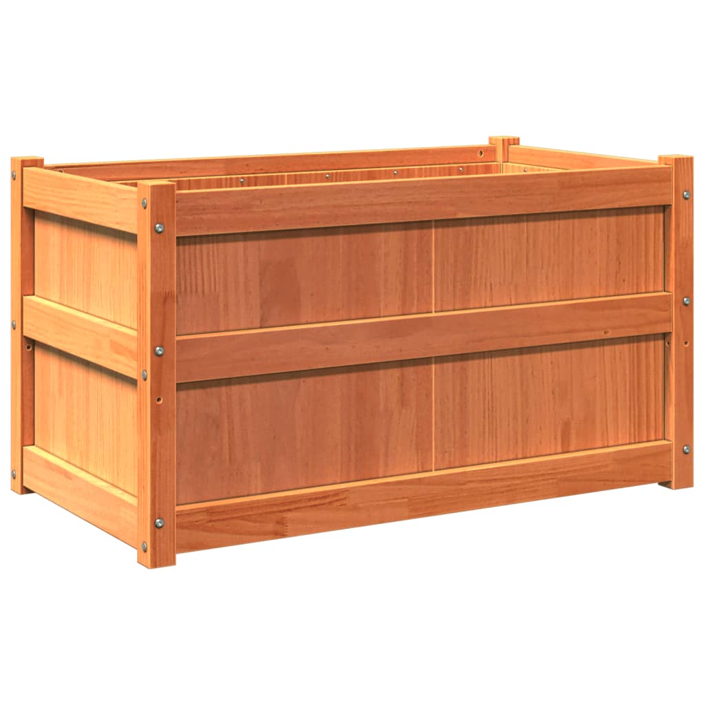 Utendørs Blomsterkasse Plantekasse Tre voksbrun 90x50x50 cm heltre furu