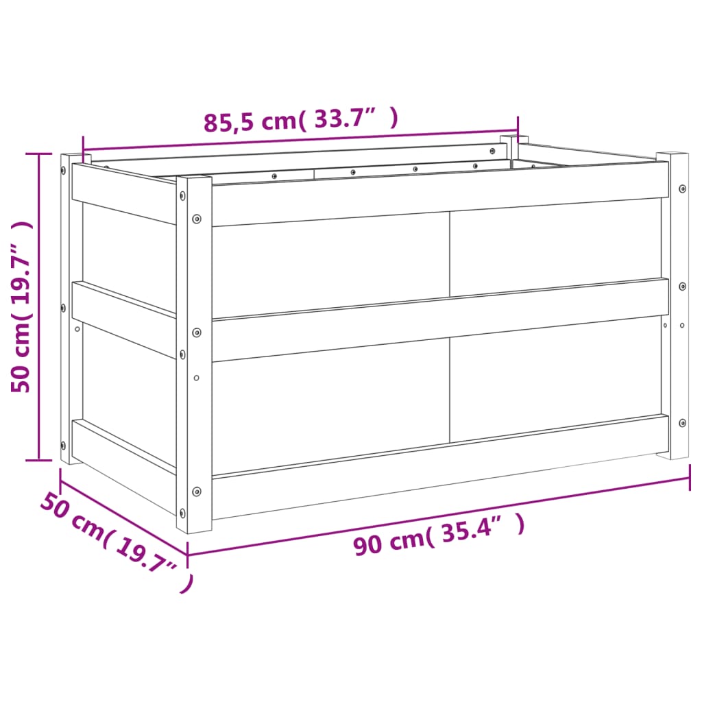 Utendørs Blomsterkasse Plantekasse Tre voksbrun 90x50x50 cm heltre furu