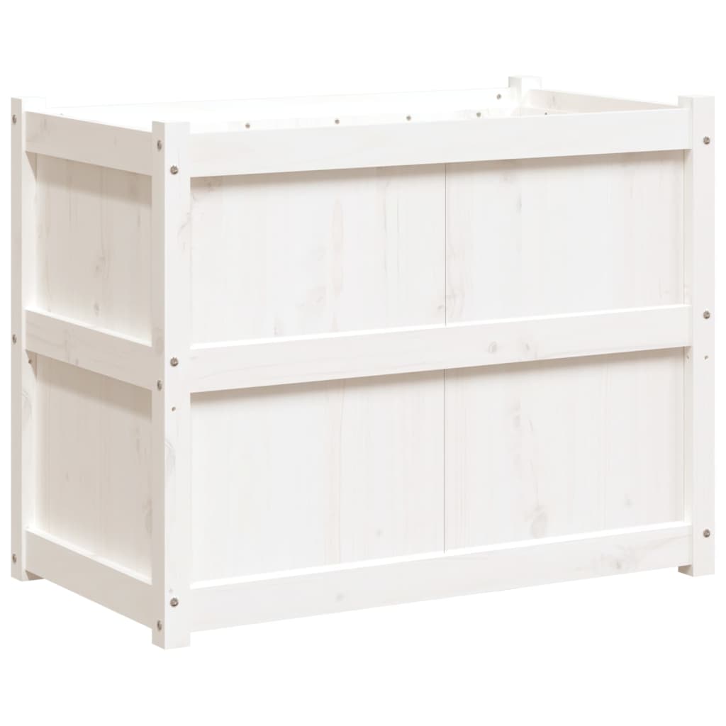 Utendørs Blomsterkasse Plantekasse Tre Hvit 90x50x70 cm heltre furu
