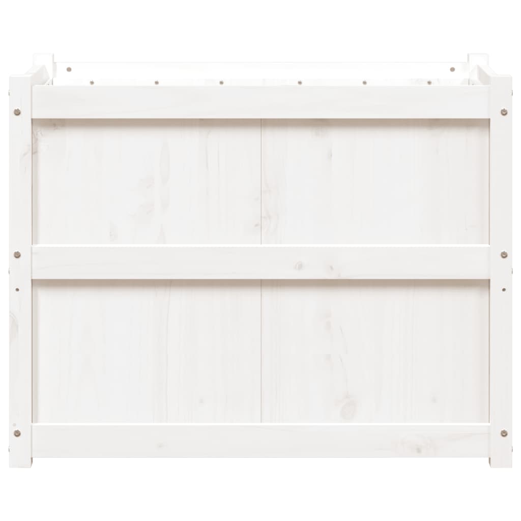 Utendørs Blomsterkasse Plantekasse Tre Hvit 90x50x70 cm heltre furu