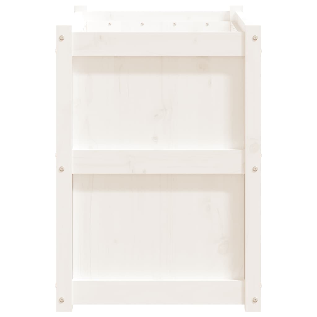 Utendørs Blomsterkasse Plantekasse Tre Hvit 90x50x70 cm heltre furu