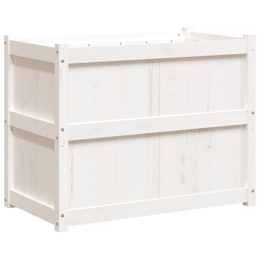 Utendørs Blomsterkasse Plantekasse Tre Hvit 90x50x70 cm heltre furu