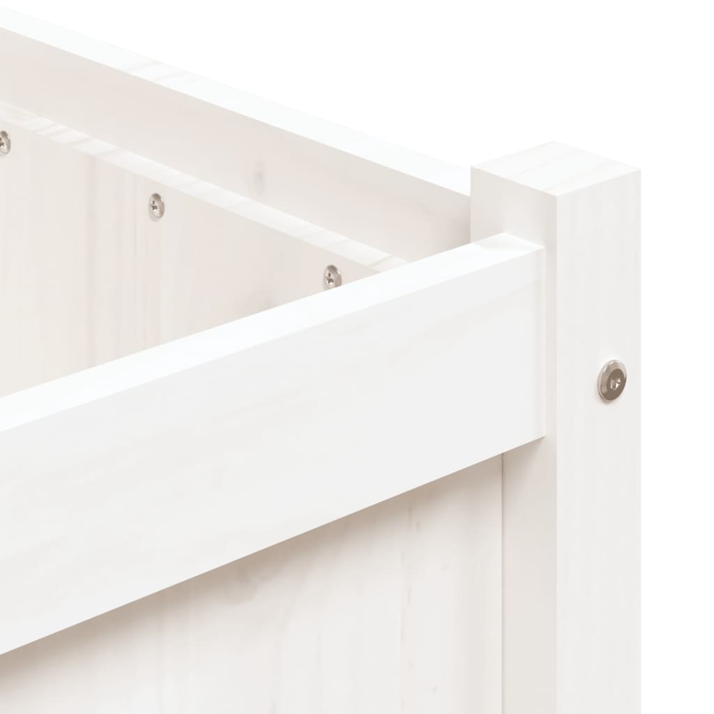 Utendørs Blomsterkasse Plantekasse Tre Hvit 90x50x70 cm heltre furu