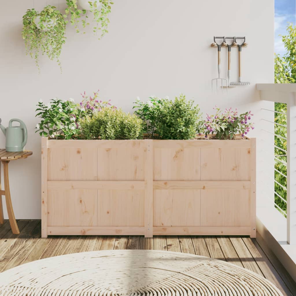 Utendørs Blomsterkasse Plantekasse Tre 150x50x70 cm heltre furu