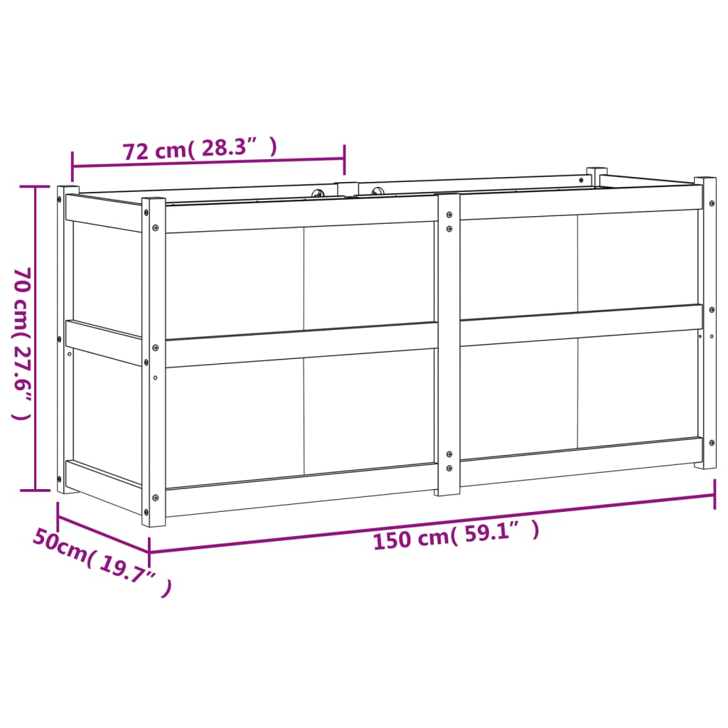 Utendørs Blomsterkasse Plantekasse Tre 150x50x70 cm heltre furu