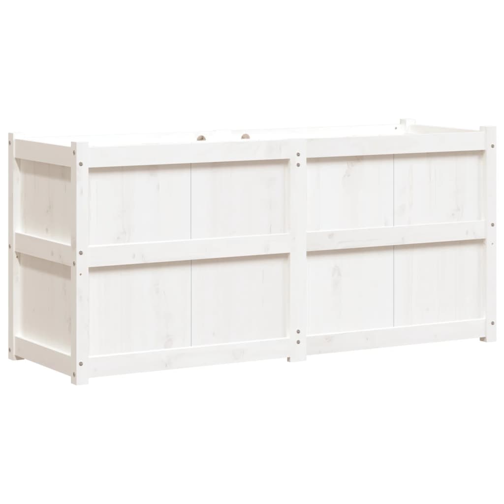Utendørs Blomsterkasse Plantekasse Tre Hvit 150x50x70 cm heltre furu