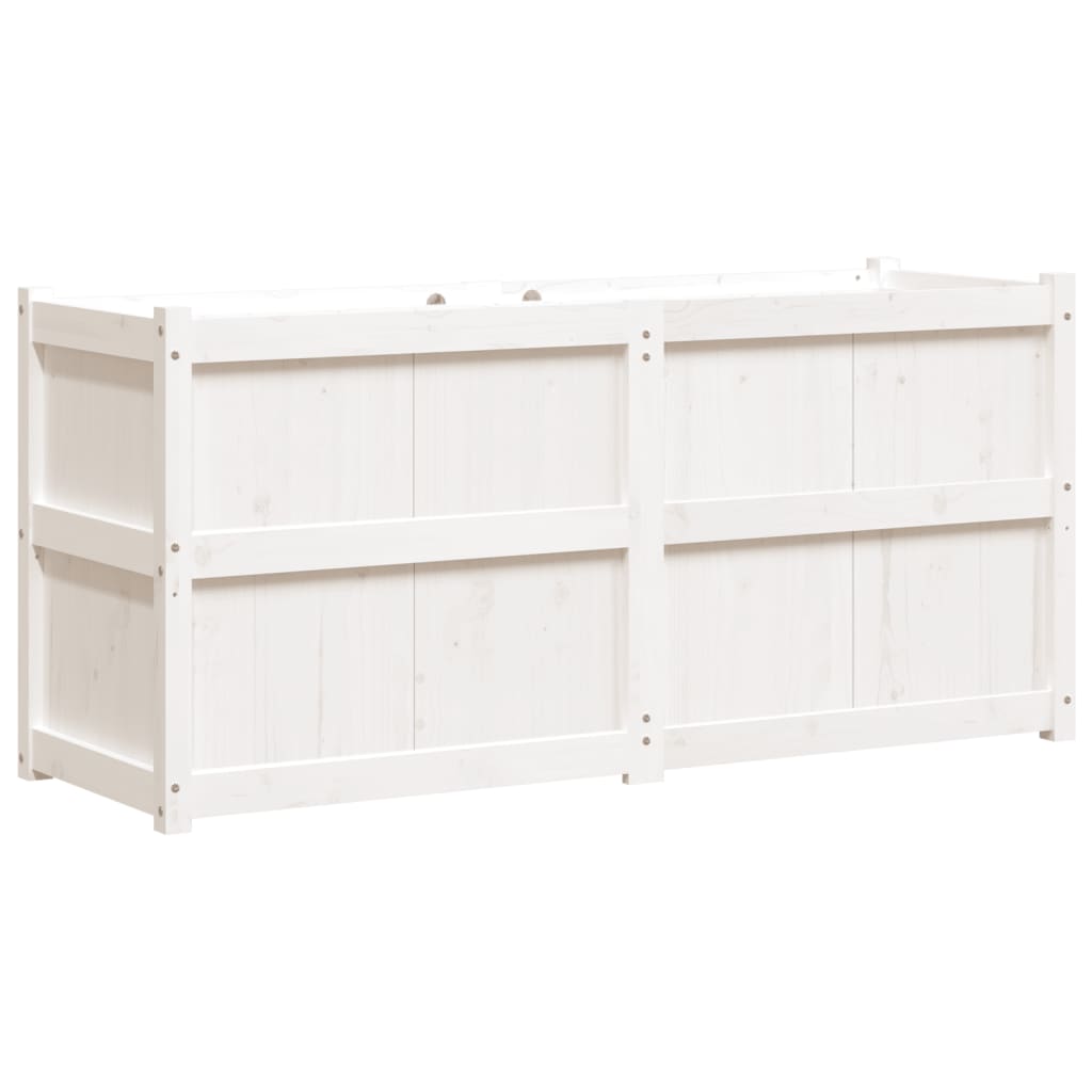 Utendørs Blomsterkasse Plantekasse Tre Hvit 150x50x70 cm heltre furu