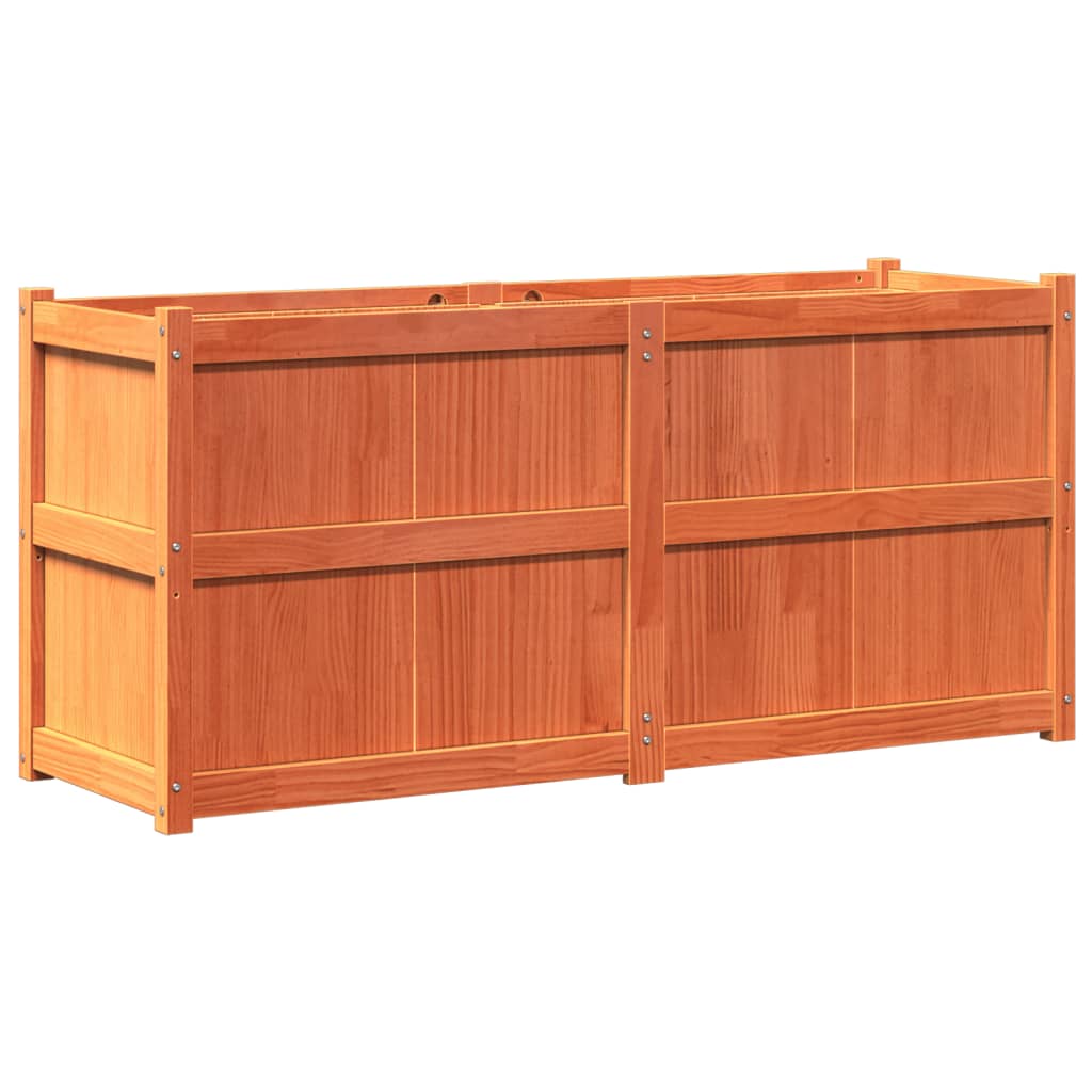 Utendørs Blomsterkasse Plantekasse Tre voksbrun 150x50x70 cm heltre furu