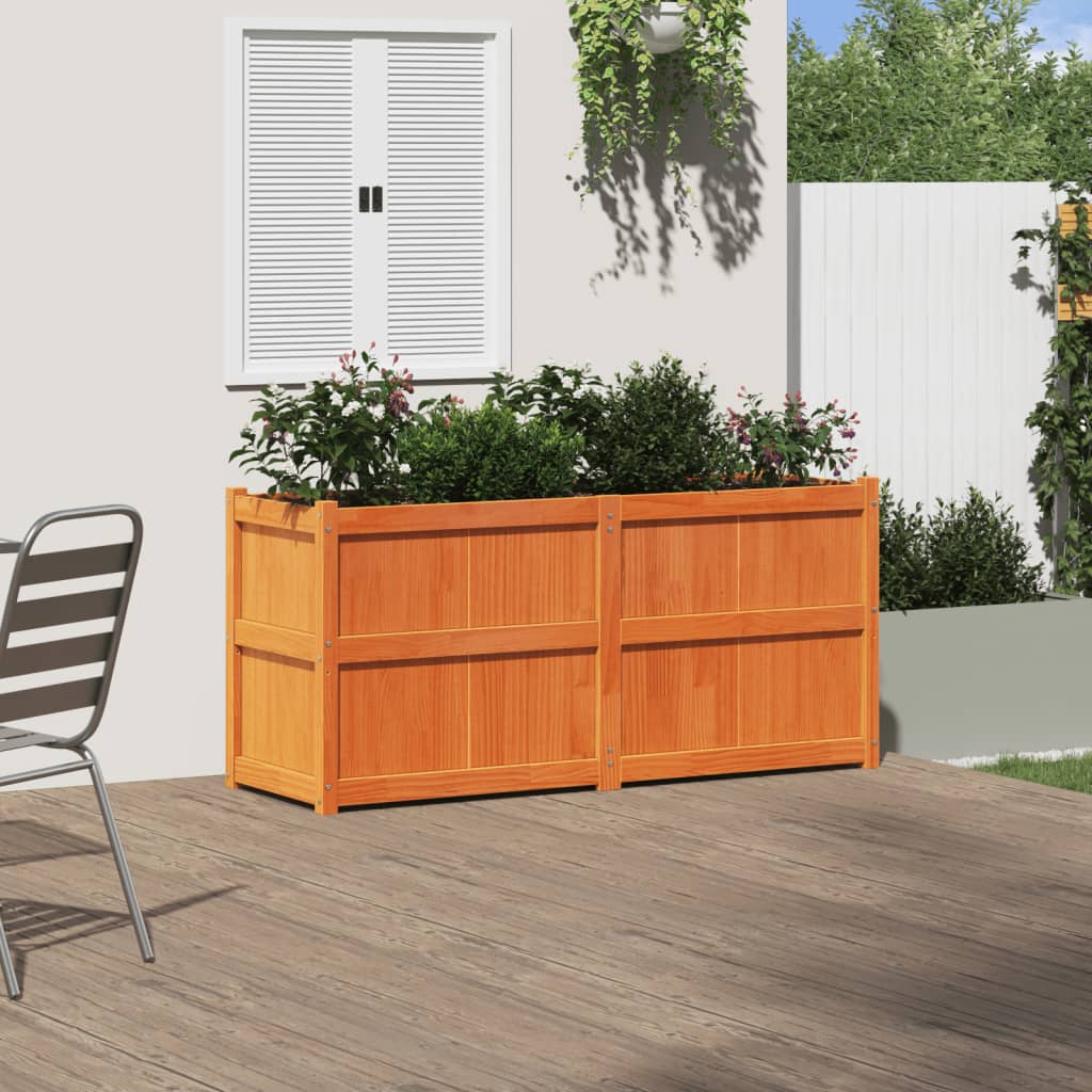 Utendørs Blomsterkasse Plantekasse Tre voksbrun 150x50x70 cm heltre furu