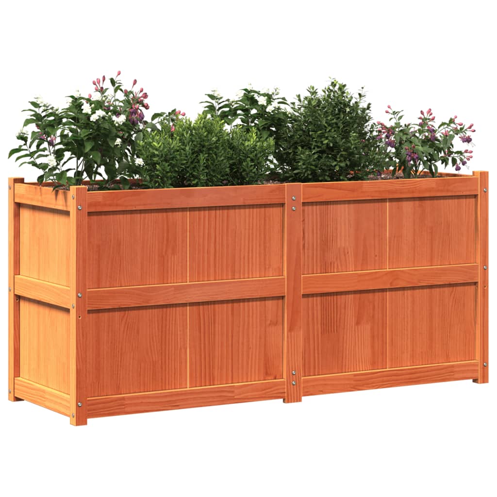 Utendørs Blomsterkasse Plantekasse Tre voksbrun 150x50x70 cm heltre furu