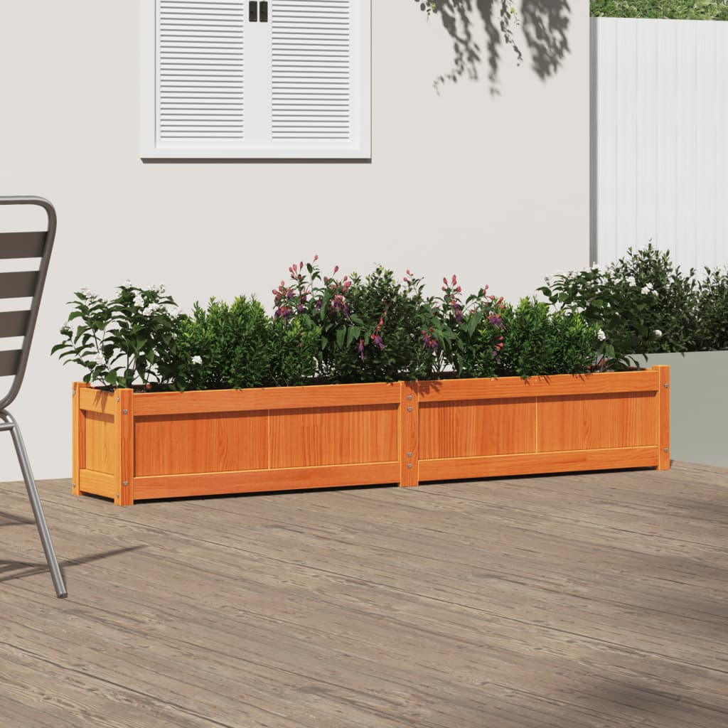 Utendørs Blomsterkasse Plantekasse Tre voksbrun 180x31x31 cm heltre furu
