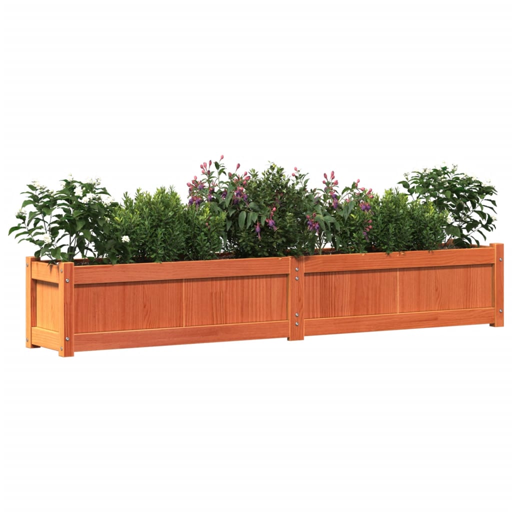 Utendørs Blomsterkasse Plantekasse Tre voksbrun 180x31x31 cm heltre furu