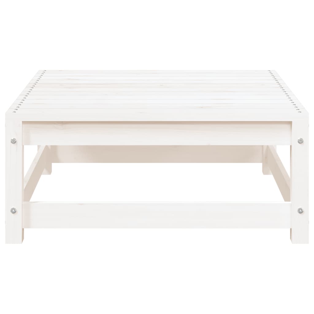 Fotskammel til hage hvit 70x70x30 cm heltre furu