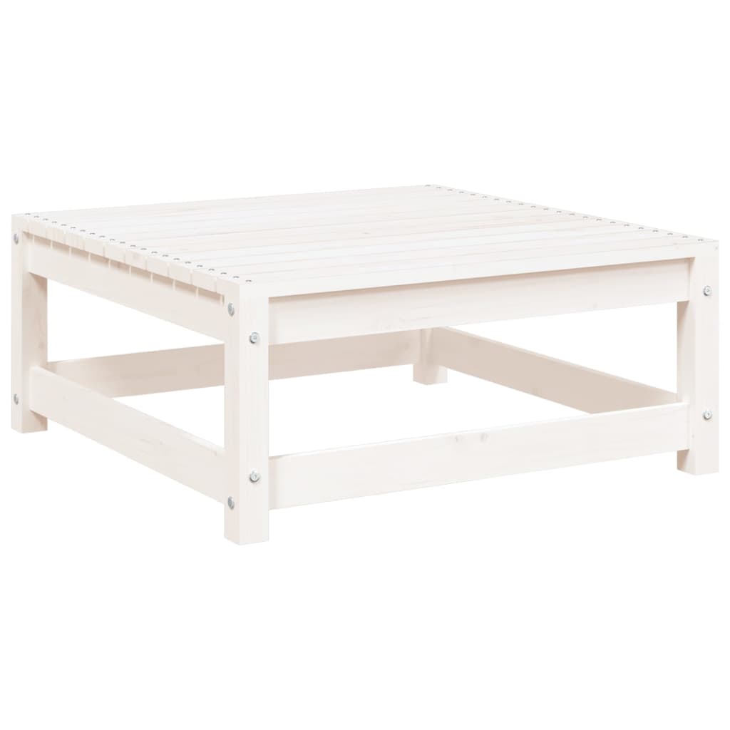 Fotskammel til hage hvit 70x70x30 cm heltre furu