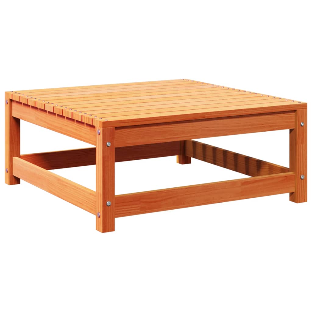 Fotskammel til hage brun 70x70x30 cm heltre furu