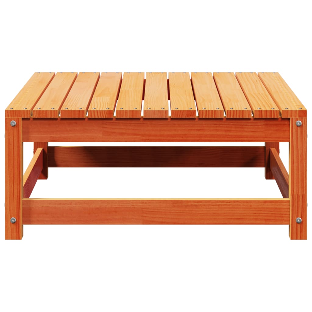 Fotskammel til hage brun 70x70x30 cm heltre furu